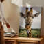 Toile, gros plan d'une girafe ludique, art mural à long cou, gracieusement arquée-105301198