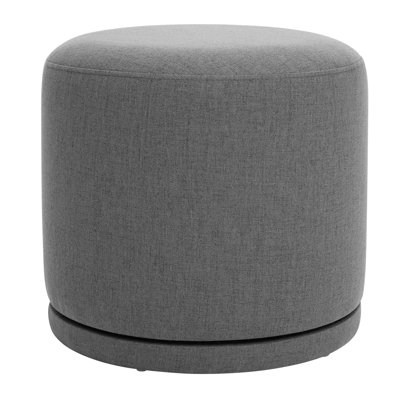 17.7" W Round Swivel Ottoman with Acacia Solid Wood Frame, Fully Assembled Linen Upholstered Footrest, 500lbs