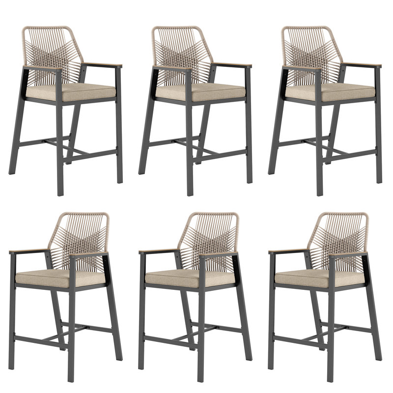 Tabouret de bar de patio avec coussin, 6