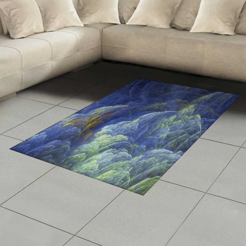 Fractal High Density Long Fiber Poly Threads Decorative Area Rug Carpet, Rectangle 4' x 5'8"