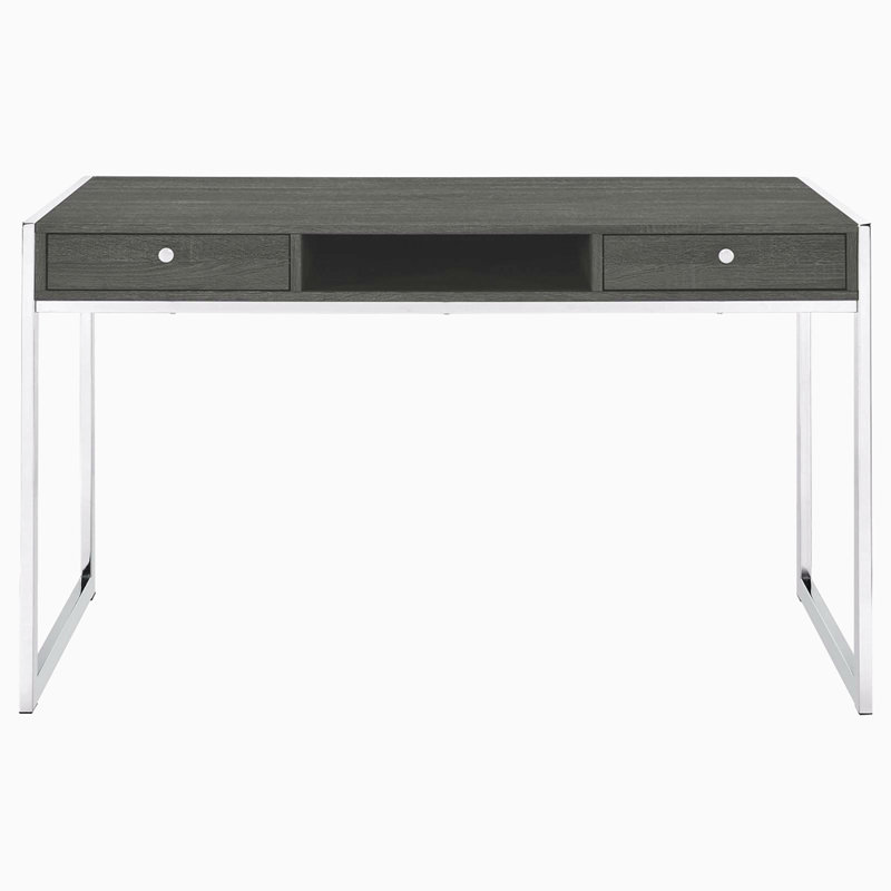 Bureau d'écriture à 2 tiroirs gris patiné