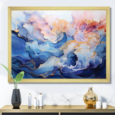 Rêve d'encre rose et bleue sur toile