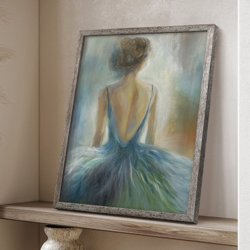 «Lady in Blue», reproduction encadrée - bois massif, H 30 po x l 24 po