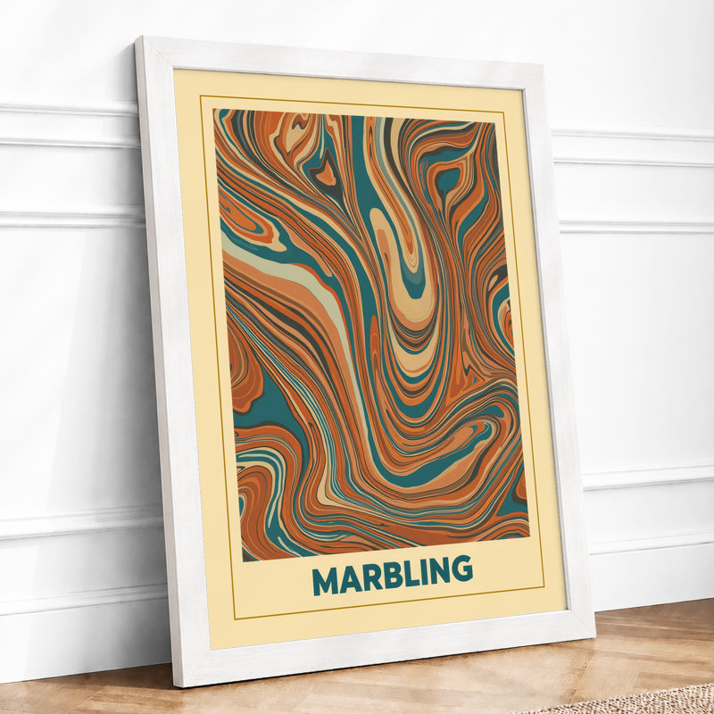Fluid Marbling Forms Abstract - Print, A1 - 84.1 x 59.4 cm, White