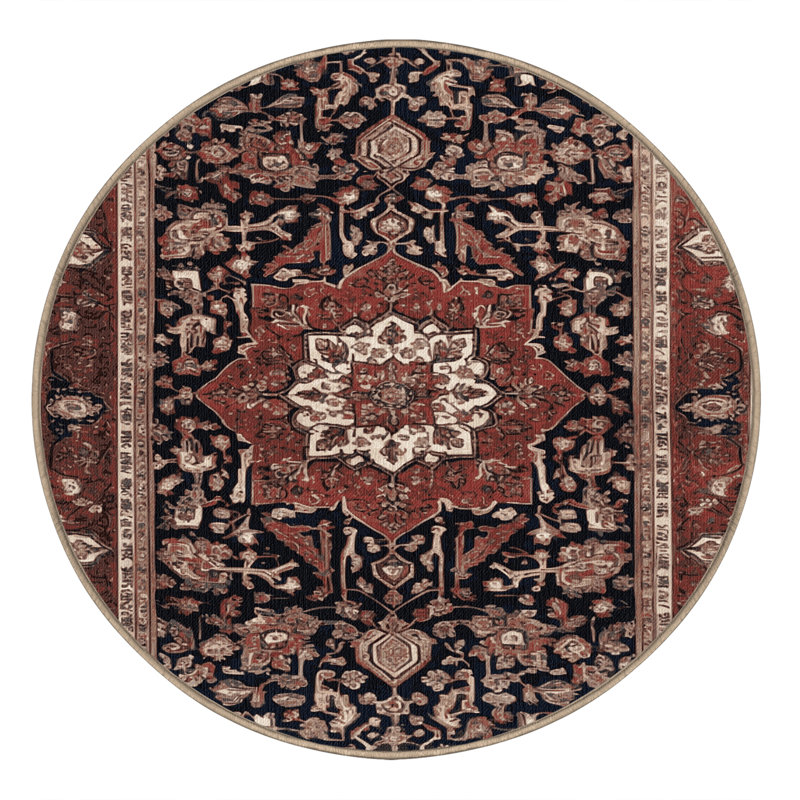 Tapis brun lavable à la machine, Rond 8 pi