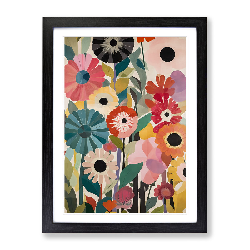 Modern Flowers Orphism Vol.5 - Picture Frame Print, Black, 64cm H x 46cm W x 2cm D