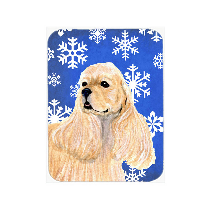 The Holiday Aisle Ashlynn Cocker Spaniel Glass Cutting Board, Blue/White