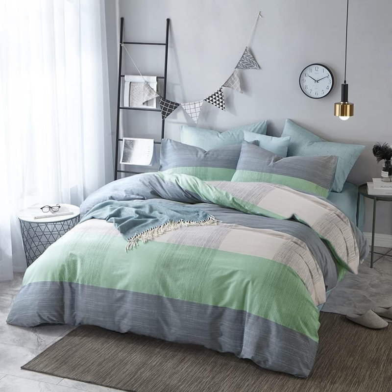 Chic 100% Cotton Flower Printed Duvet Cover Set, Queen Duvet Cover + 2 Standard Pillowcases, Floral 02