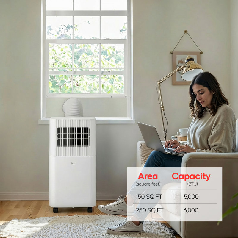 LG 6,000 BTU DOE/ 8,000 BTU ASHRAE Portable Air Conditioner with Auto Evaporation System, 6000