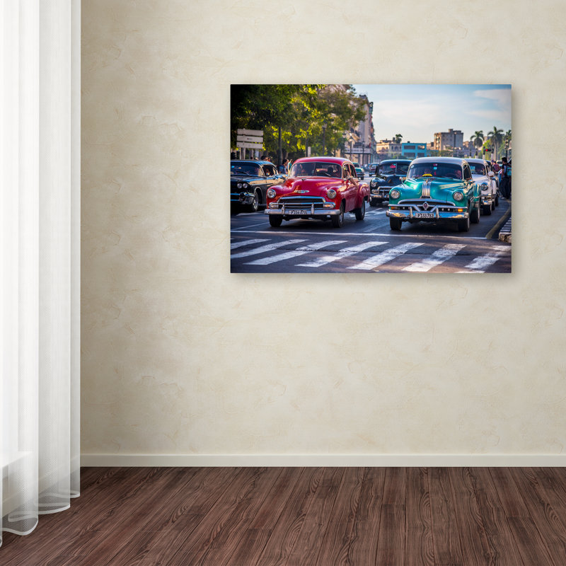 Classic Cars Photography on Canvas, 19" x 12", White