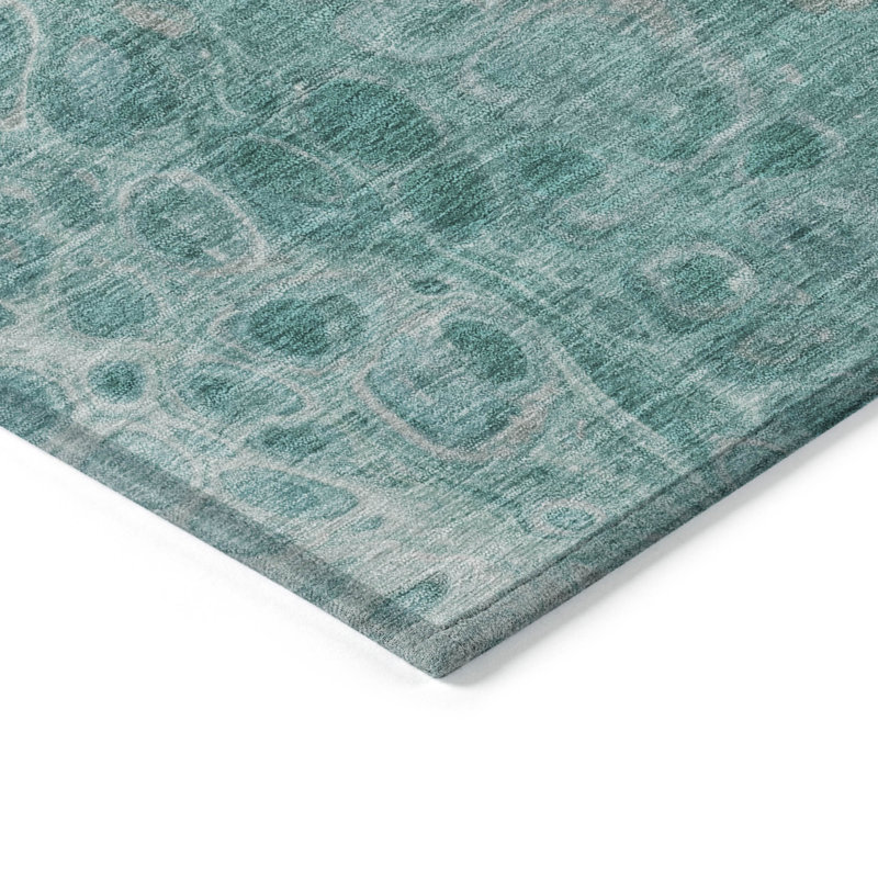Machine Washable Indoor/Outdoor Xhevrie Aqua Rug, Rectangle 10' x 14'