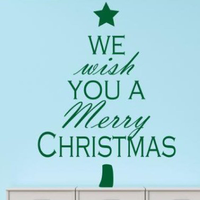 Décalcomanie murale joyeux de noël, H 14 po x l 30 po x P 0,16 po, Vert