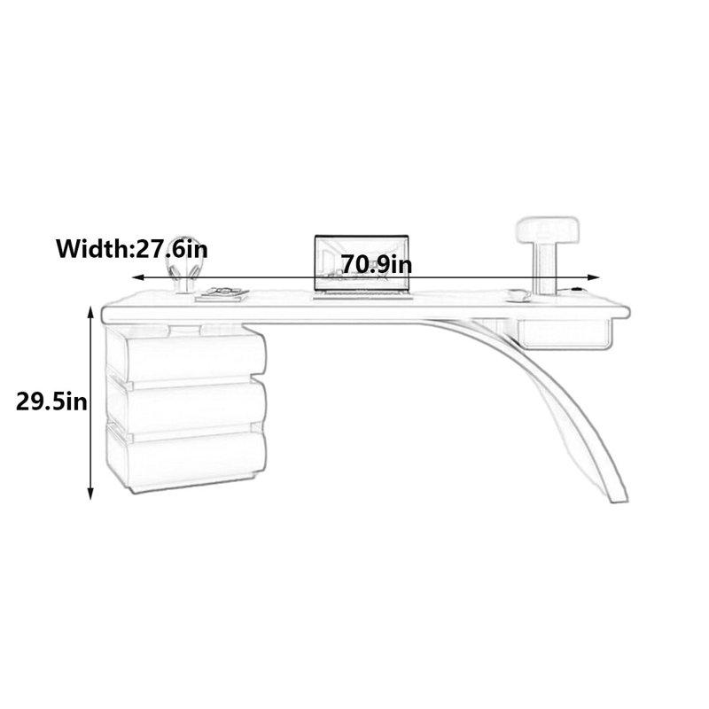 Quaylen, H 29,5 po x l 70,9 po x P 27,6 po
