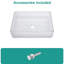 Lavabo rectangulaire à poser en verre trempé blanc, texture diamant, bonde escamotable, confort de lavage optimal, 33 cm de large, design élégant et facile à installer.