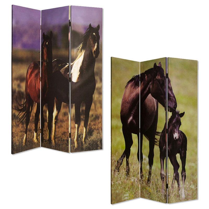 Larry 1'' W x 72'' H 3 - Panel Solid Wood Folding Room Divider
