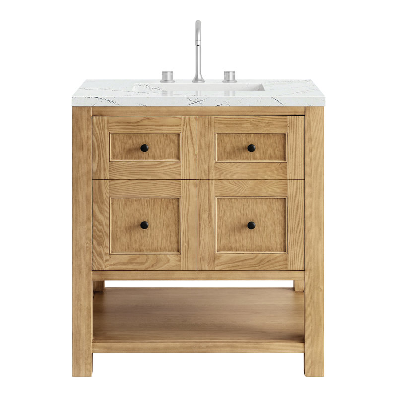 Breckenridge 30'' Single Bathroom Vanity with Top, Ethereal Noctis, Light Natural Oak, 8" Widespread