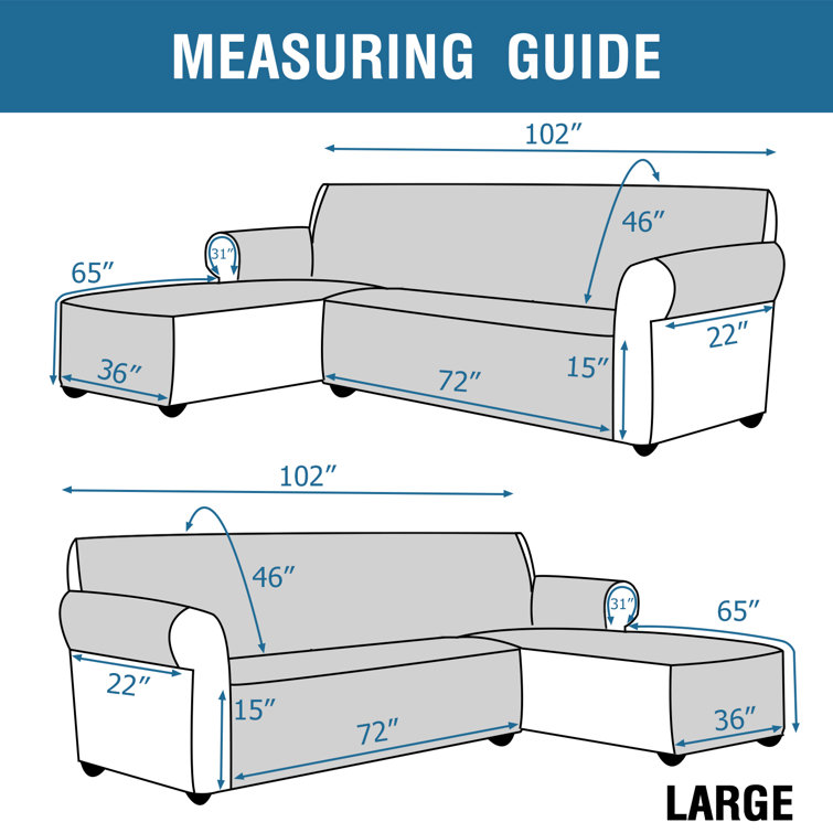 Reversible Non-Slip Box Cushion Sofa and Chaise Lounge Slipcover Latitude Run Fabric: Black Microfiber