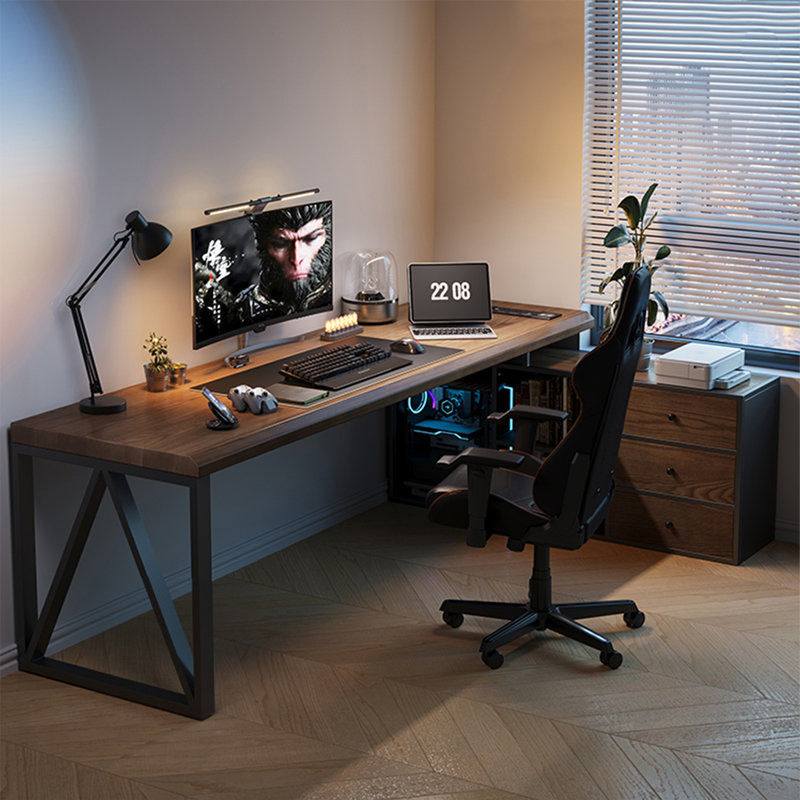 Bureau de direction en L en noyer massif avec tiroirs, Oui, 29,53 po H x 78,74 po L x 59,06 po P