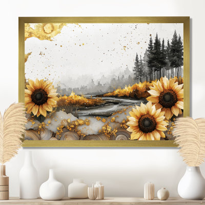 «Dormendo Sunflowers Landscape Into A Crystal Winter Landscape I» - Art mural