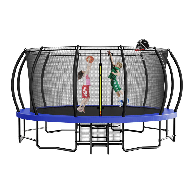 Structure de base trampoline spacieuse, coussin de sécurité pour enfant, Bleu