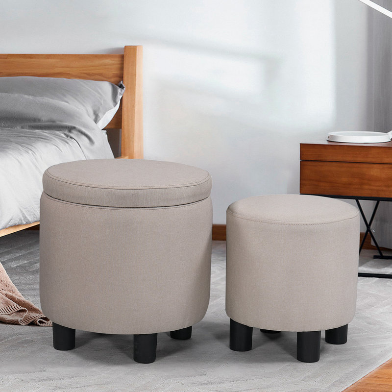 Repose-pieds avec rangement Jazleen, Fibre de carbone beige