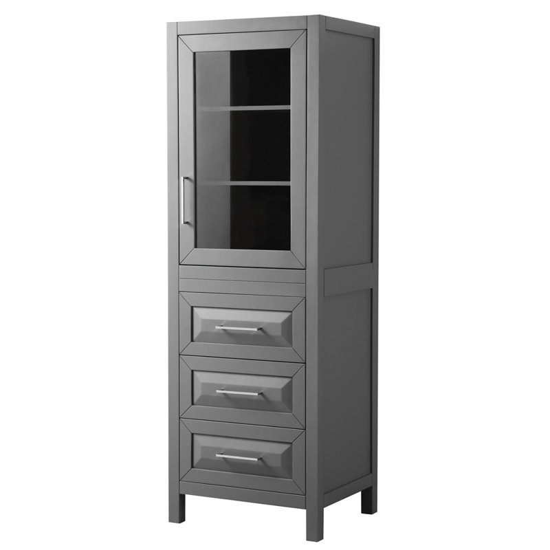 Armoire à linge Daria l 24 po x H 71,25 po x P 20 po, Gris foncé / chrome