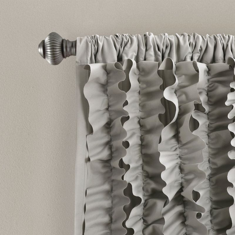 Gray Polyester Rod Pocket Light-Filtering Curtain Panel 54"W x 84"L
