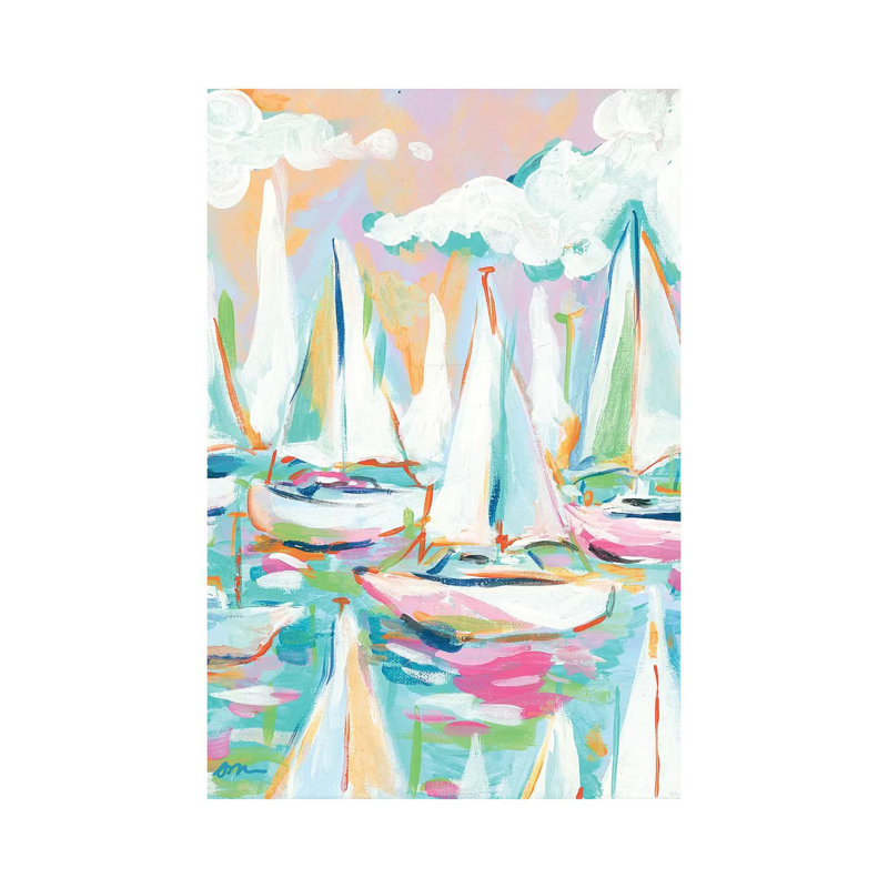Sailboat Sea - Wrapped Canvas Painting, 30.48cm H x 20.32cm W x 1.91cm D