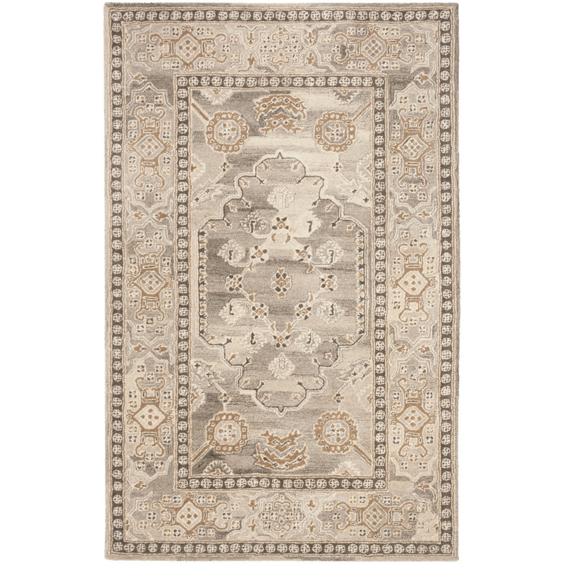 Kouerga Wyndham Hand Tufted Wool Rug, Rectangle 4' x 6'