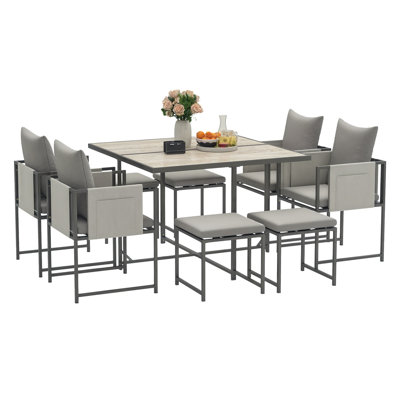 Square Steel Patio Dining Set