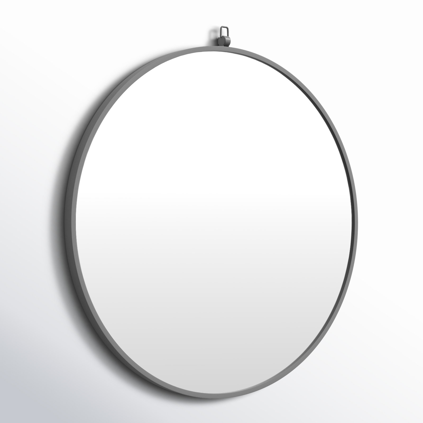 Cassie Metal/Manufactured Wood Round Wall Mirror, Silver, 21" x 21"