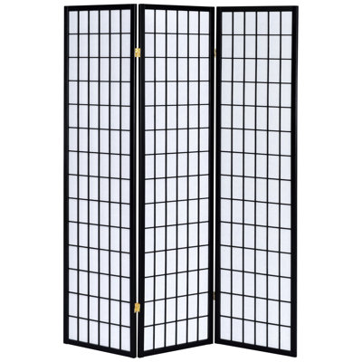 3 - Panel Folding Screen In Black Color, Using Rubberwood And White Paper, 71.83 Inches High, 52 Wide, For Functional Aesthetic Space Division Room Divider Screen, Tall, Creates Elegant Atmosphere Any