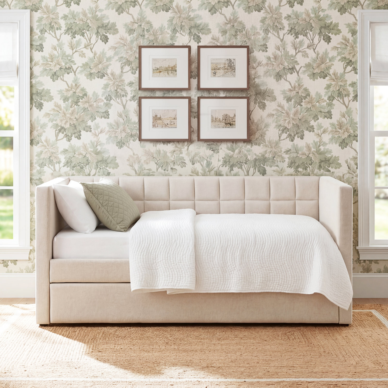 Ardsley Upholstered Daybed with Trundle - Twin, Ivory