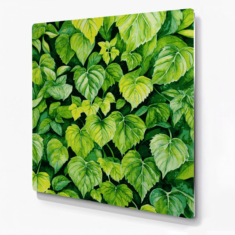 Aquarelle botanique, art mural vert en métal 72, H 16 po x l 16 po