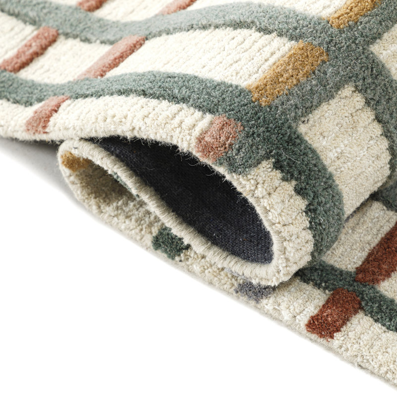 Polychrome Rug: Modernist Hand Tufted Rug in Multi, Rectange 5' x 8'