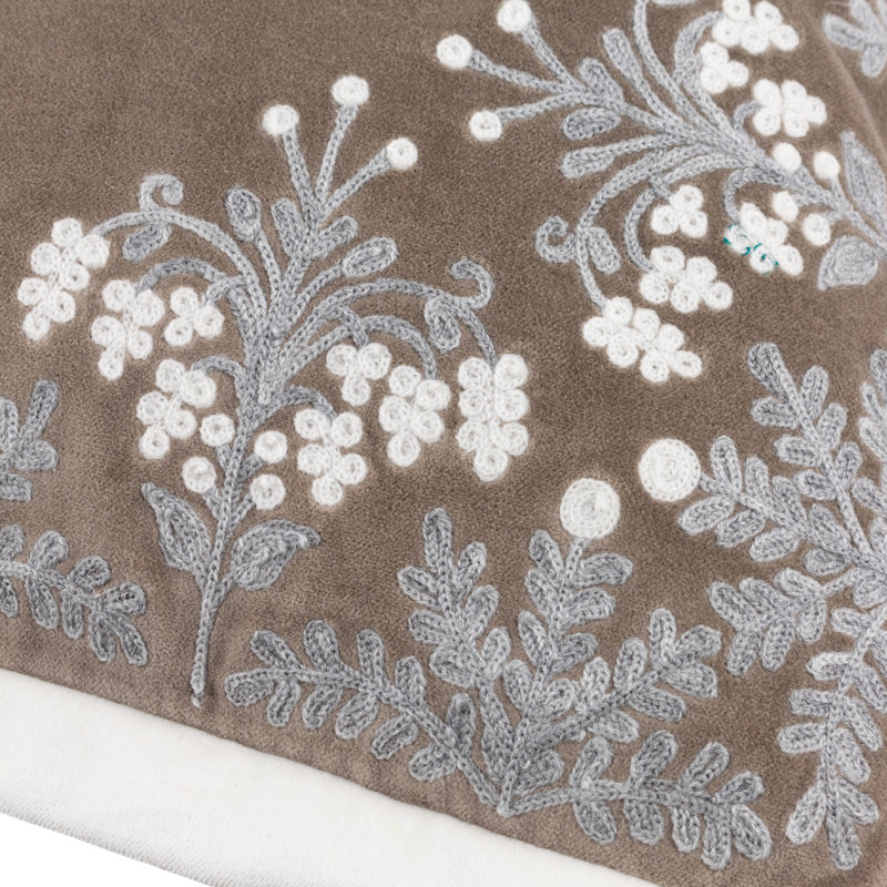 Winter Bloom Square Cushion, Brown