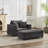 Corduroy Upholstered Sofa Lounge Chair with Removable Ottoman and Pillows-30853404-30323367