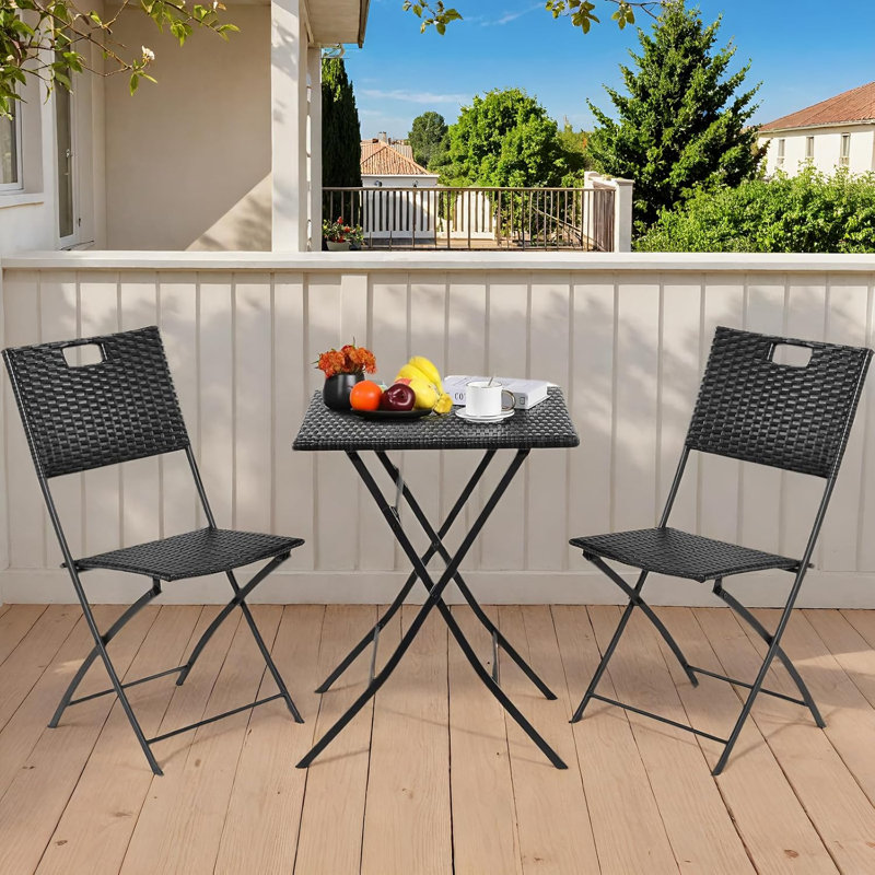 Wicker Patio Dining Set Table,, Black
