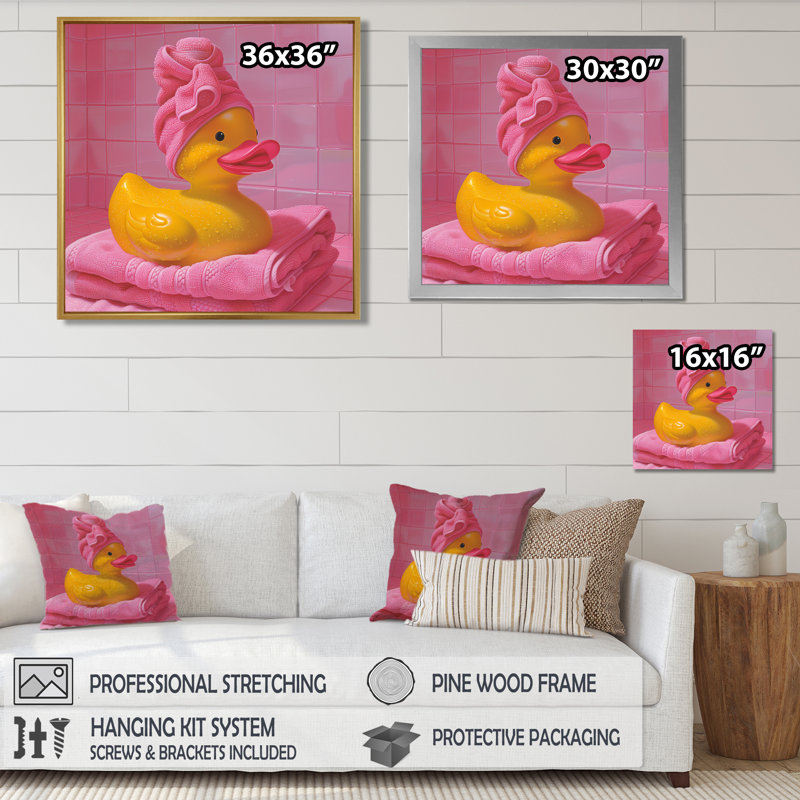 «Spa Day», salle de bain en caoutchouc Ducky, Toile avec cadre flottant brun, H 36 po x l 36 po x P 1,5 po
