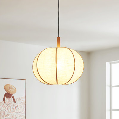 Wynogene Haddington Pumpkin-Shaped Pendant Light 1-Light Hanging Fixture for Kitchen, Dining Room, Entryway