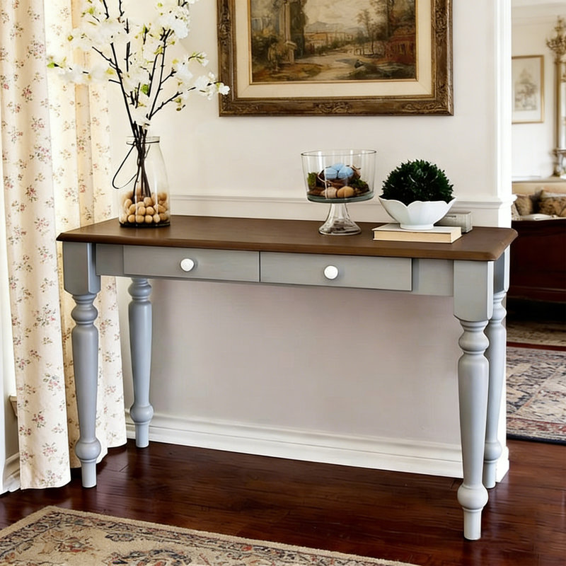 Multi-functional drawer wooden console table