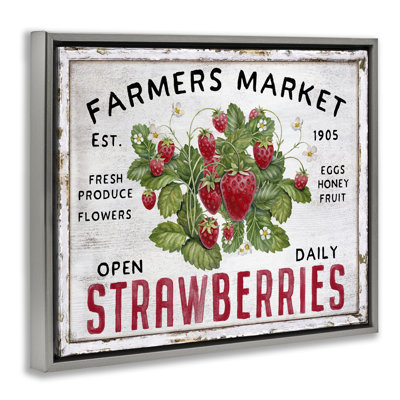  "Farmers Market Strawberries", art mural encadré flottant par Creatif Belle