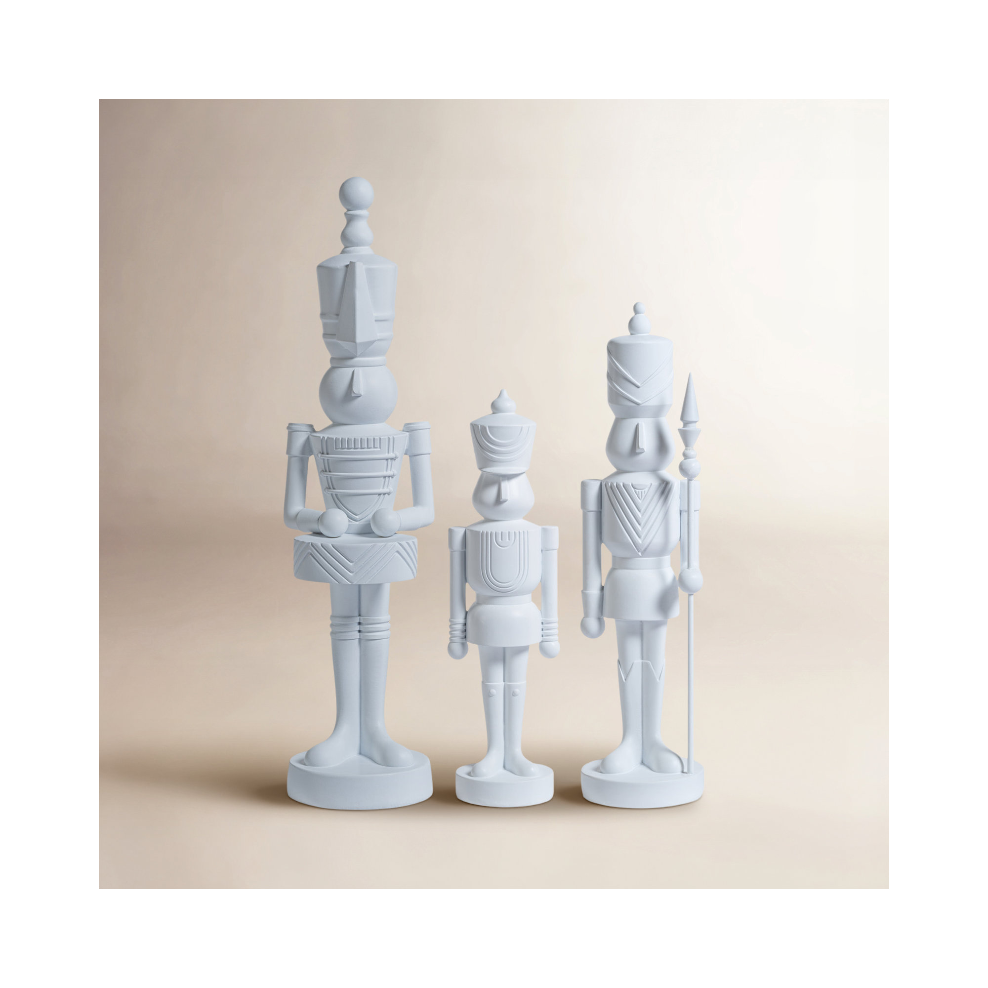 3-Piece Set Assorted Soldier Figurines, White