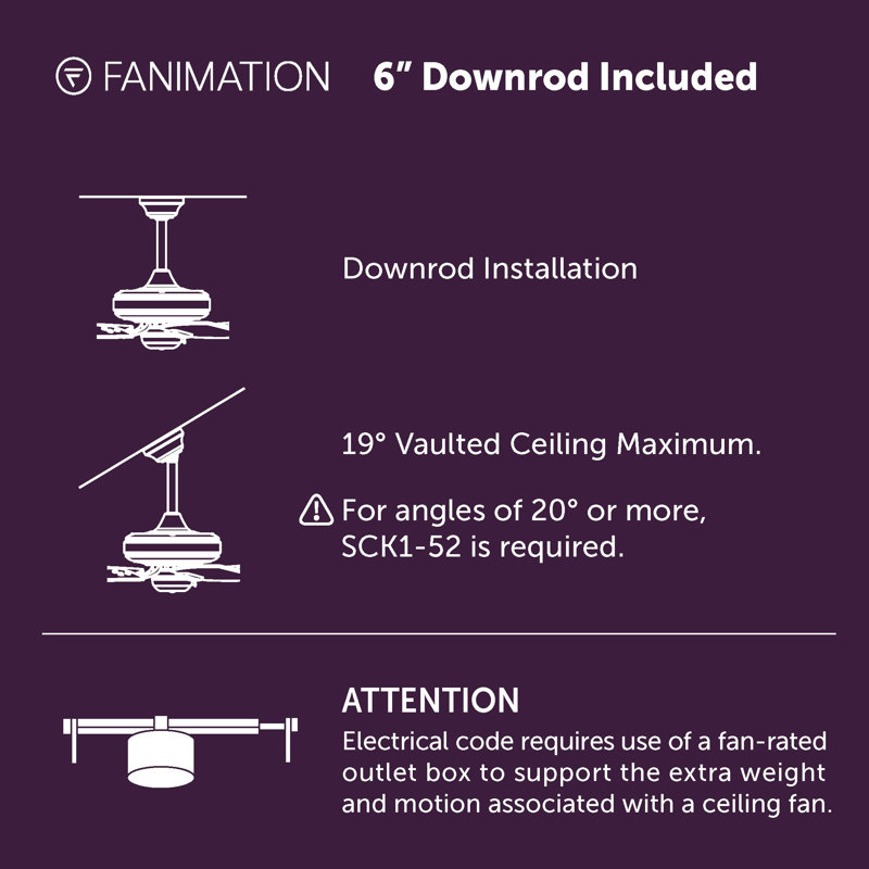 Ventilateur de plafond intelligent d'intérieur / extérieur de 52 pouces avec ensemble de lumières DEL CCT Levon