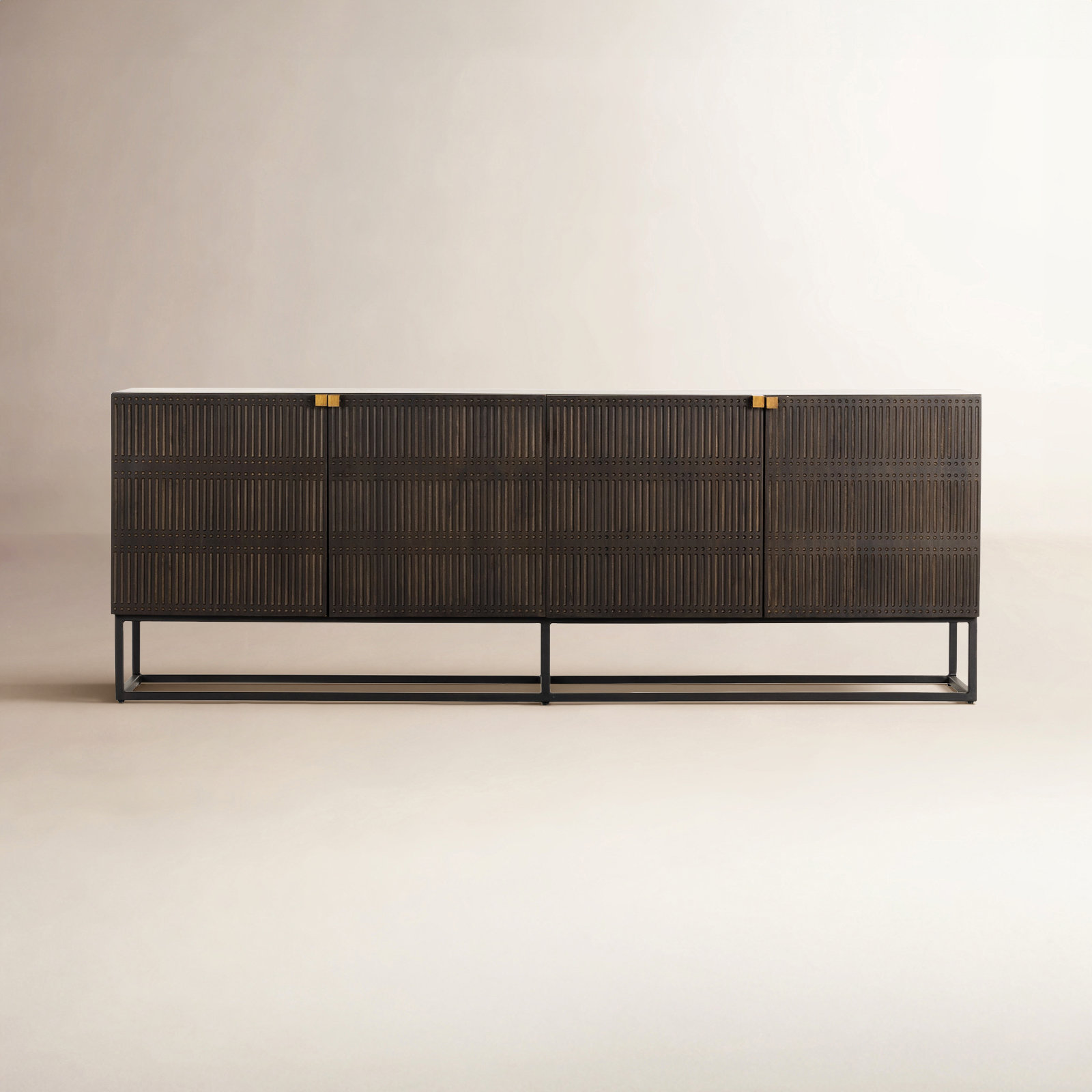 Fleur 79'' Media Console, Carved Vintage Brown