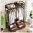 Rustic Freestanding Closet Organizer Garment Rack 4 Drawers 8 Hooks Shelves Hanging Rod