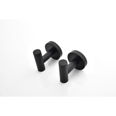 304 Stainless Steel Robe Hook, No Drill Wall Mount Matt Black 6, Towel Hook Shower , Scratch-, For Bathroom 6 Pack,