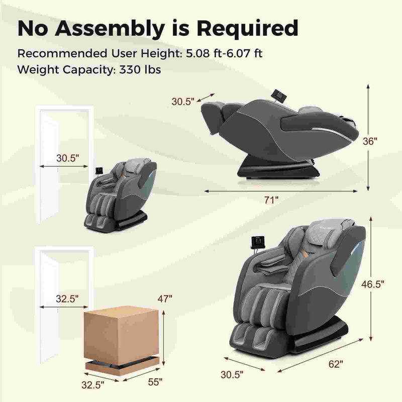 Fauteuil inclinable de massage Sl Track Zero Gravity, Gris