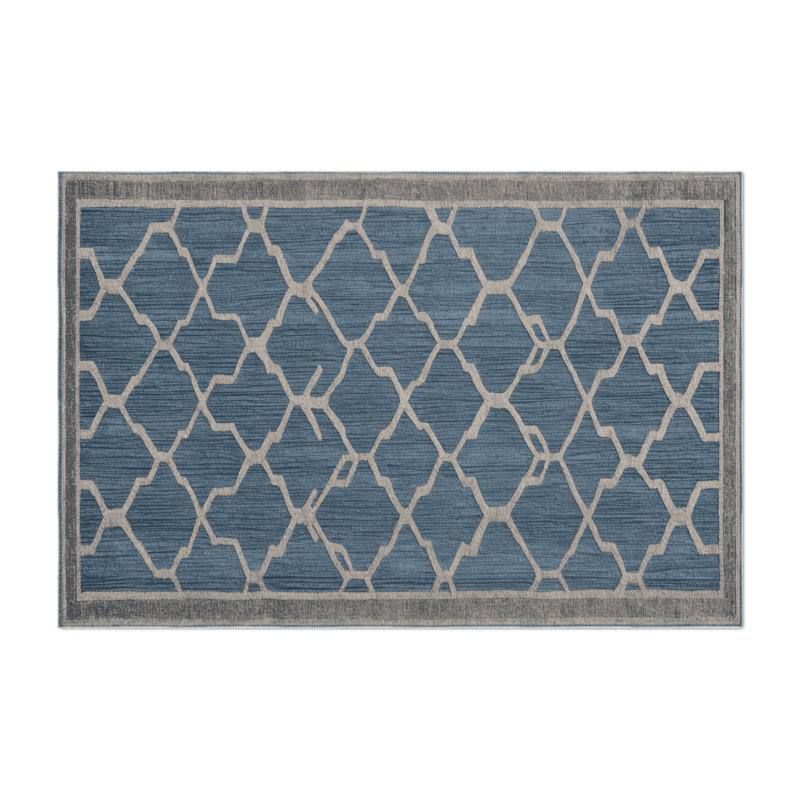 Trellis Gray Indoor and Outdoor Area Rug, Rectangle 8' x 10'