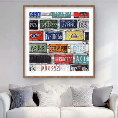 Number Plates - Industrial Man Cave Framed Print for Decor